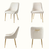 Upholstered Dining Chair with Velvet Fabric and Metal Legs