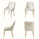 Upholstered Dining Chair with Velvet Fabric and Metal Legs Set of 2