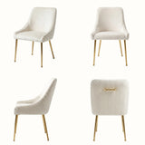 Upholstered Dining Chair with Velvet Fabric and Metal Legs