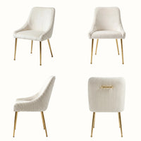 Upholstered Dining Chair with Velvet Fabric and Metal Legs Set of 2