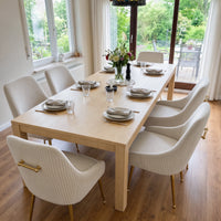 Upholstered Dining Chair with Velvet Fabric and Metal Legs Set of 2