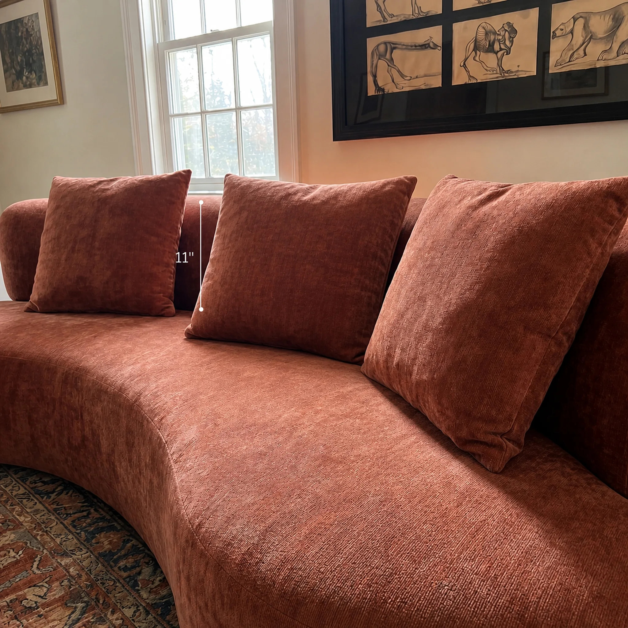 Freya Curved Sofa-Terracotta
