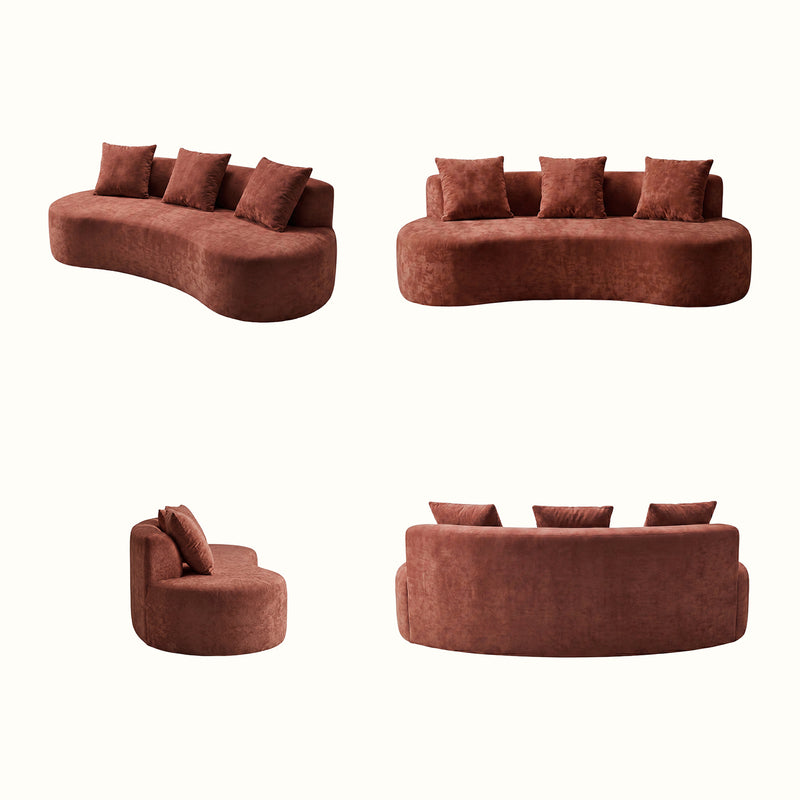 Freya Curved Sofa-Terracotta