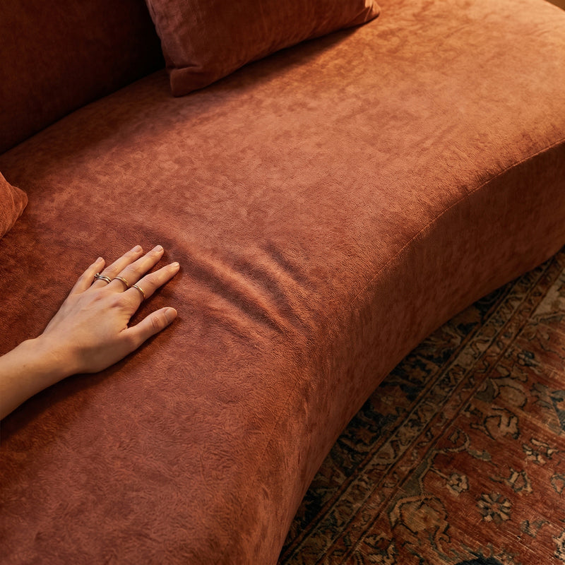 Freya Curved Sofa-Terracotta