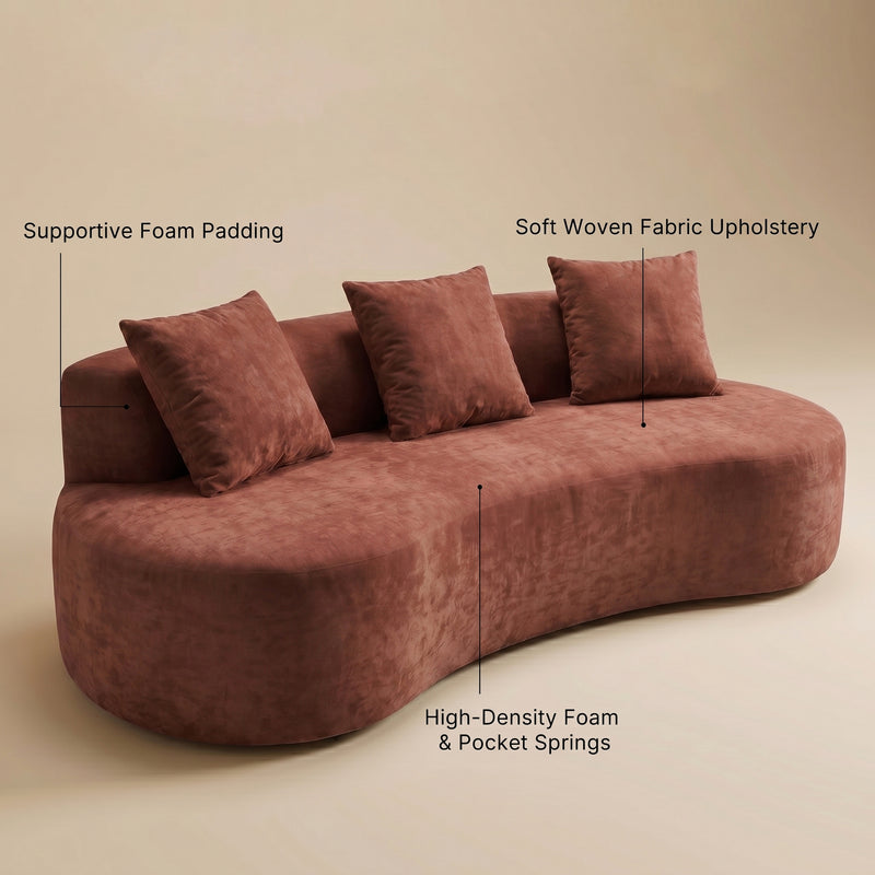Freya Curved Sofa-Terracotta