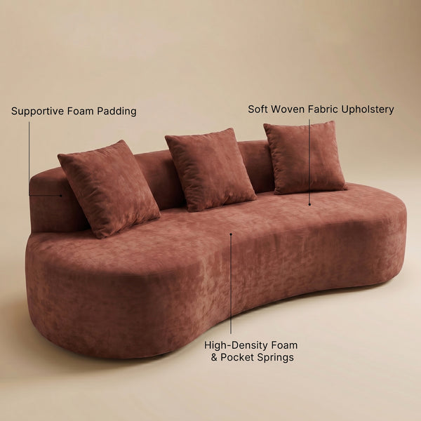 Freya Curved Sofa-Orange