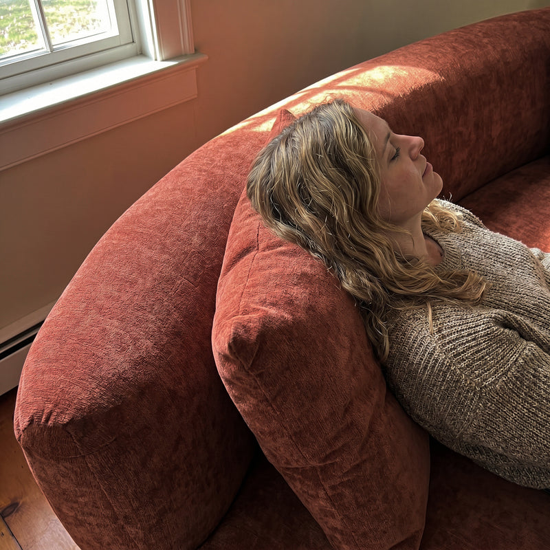 Freya Curved Sofa-Terracotta