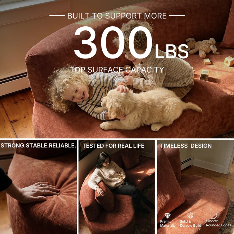 Freya Curved Sofa-Terracotta