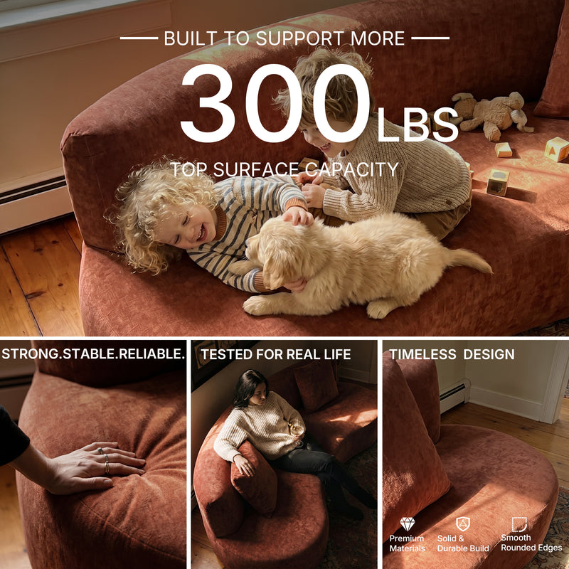 Freya Curved Sofa-Terracotta