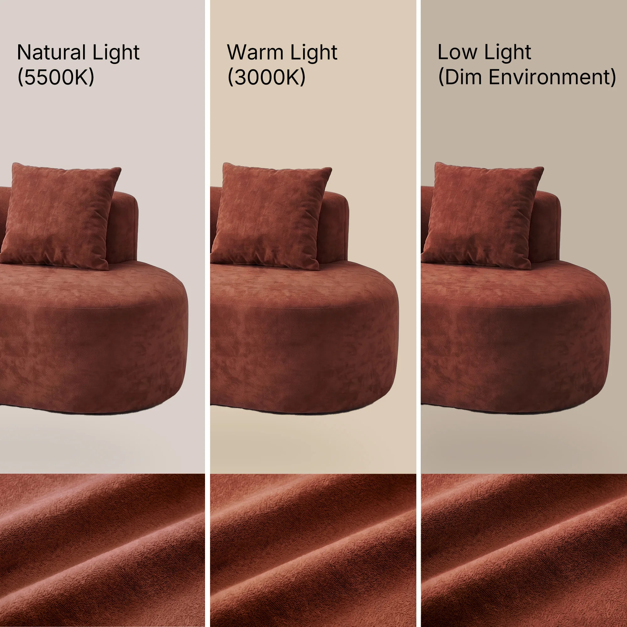 Freya Curved Sofa-Terracotta