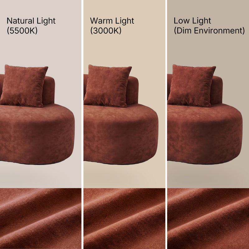Freya Curved Sofa-Terracotta