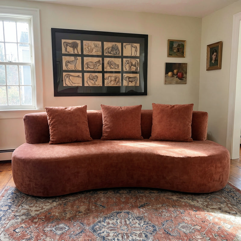 Freya Curved Sofa-Terracotta
