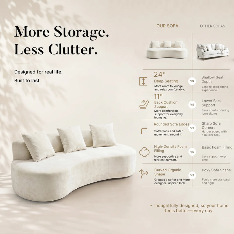 Freya Curved Sofa-Ivory