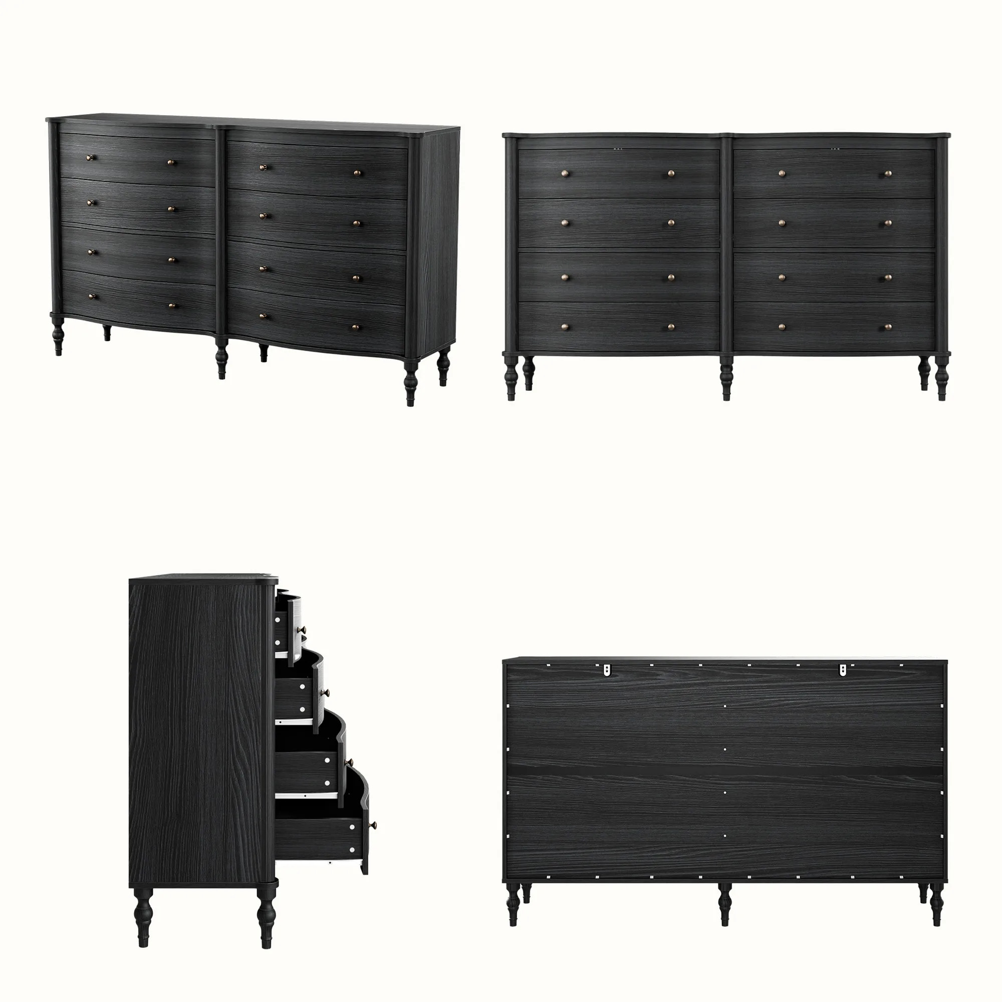 Curva 8-Drawer Double Dresser-Black