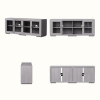 TV Stand with Tempered Glass Sliding Doors and Adjustable Shelves