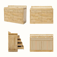 Solid Wood Changing Table with Drawers and Handle-Free Design-Natural