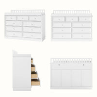 Solid Wood Changing Table with Drawers and Round Knob Handles-White