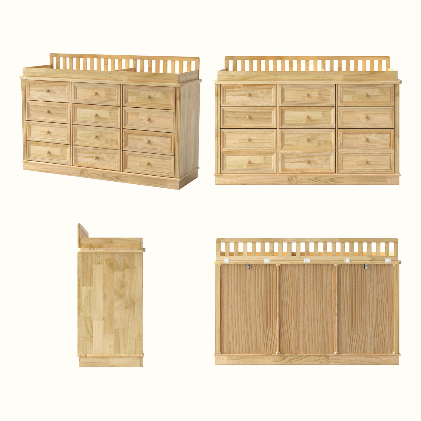 Solid Wood Changing Table with 9 Drawers