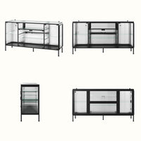 Display Cabinet with LED Lighting and Open Shelving