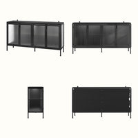 Storage Cabinet with Glass Doors and Metal Frame