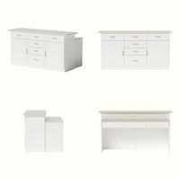 Modern Kitchen Island with Built-In Power Outlet and Dual-Level Tabletop