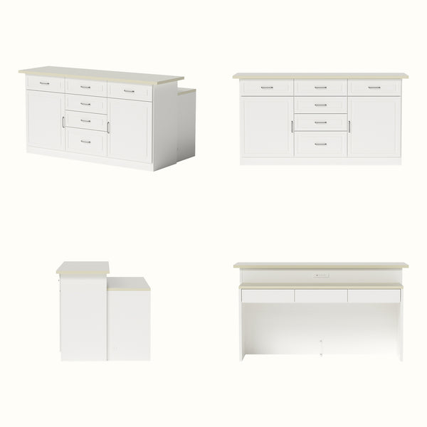 Modern Kitchen Island with Built-In Power Outlet and Dual-Level Tabletop