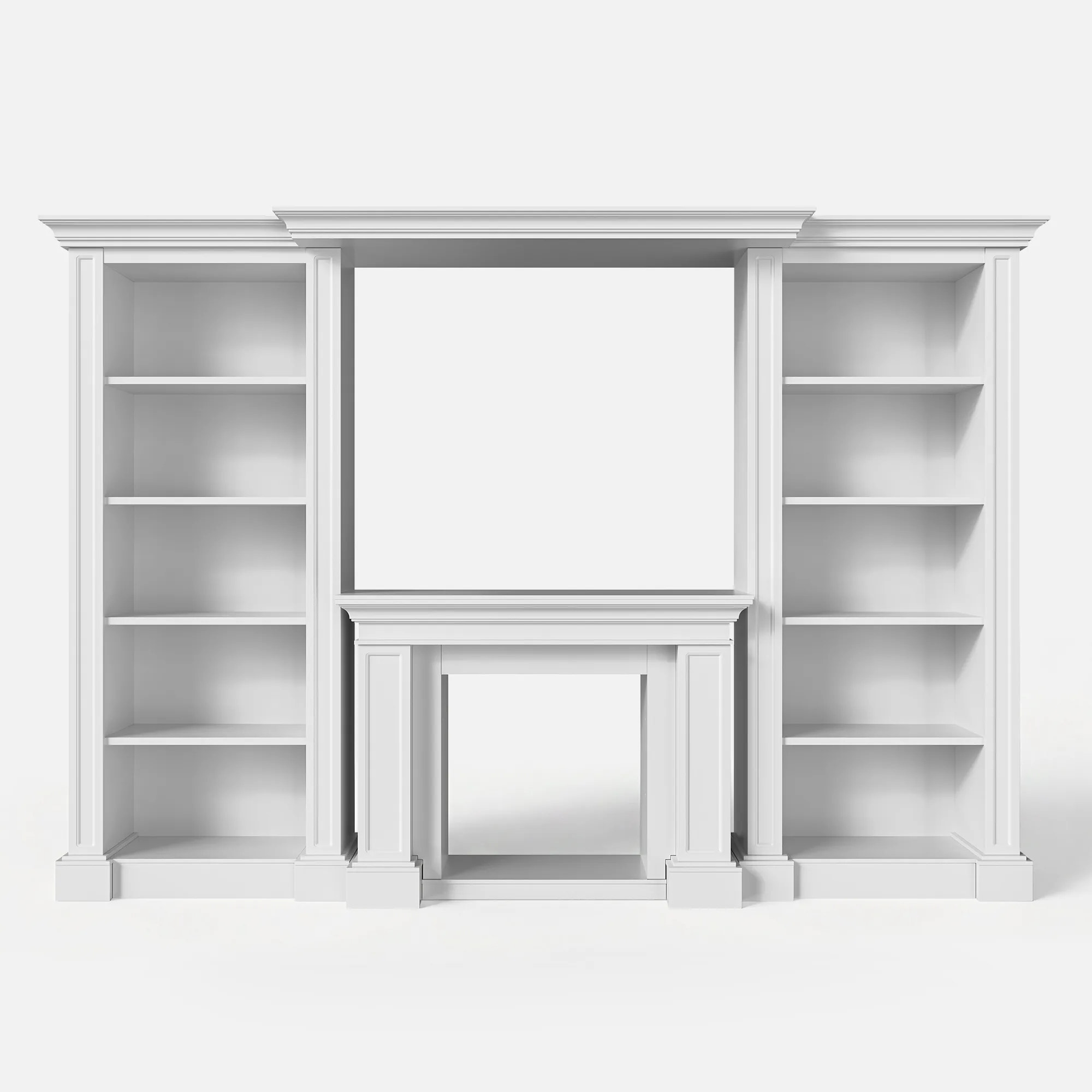Traditional Entertainment Center with Open Shelves-White