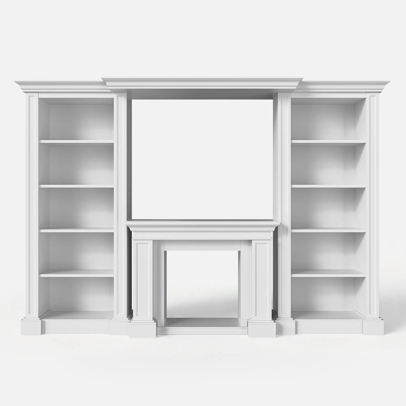 Traditional Entertainment Center with Open Shelves-White