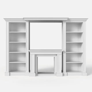 Traditional Entertainment Center with Open Shelves-White