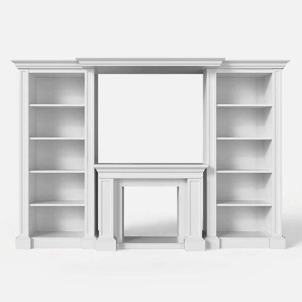 Traditional Entertainment Center with Open Shelves-White