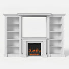 Traditional Entertainment Center with Built-In Electric Fireplace and Bookshelves-White