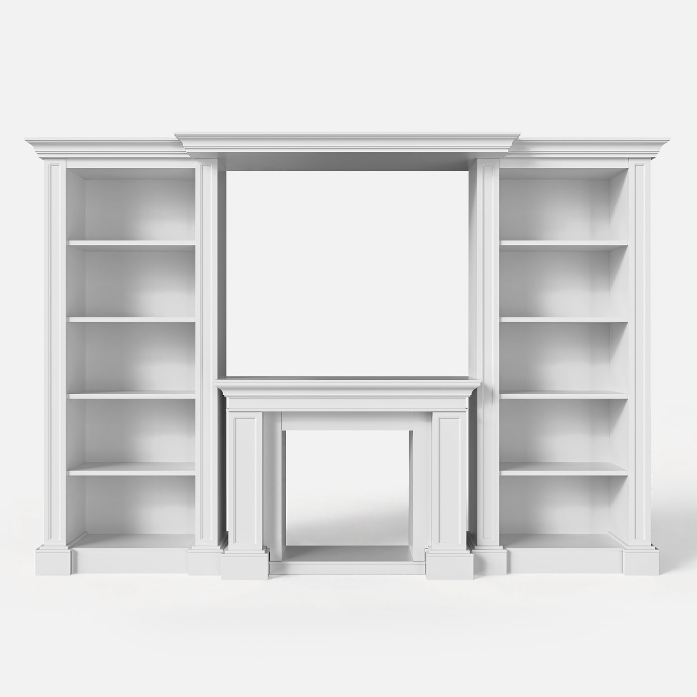 Traditional Entertainment Center with Open Shelves-White