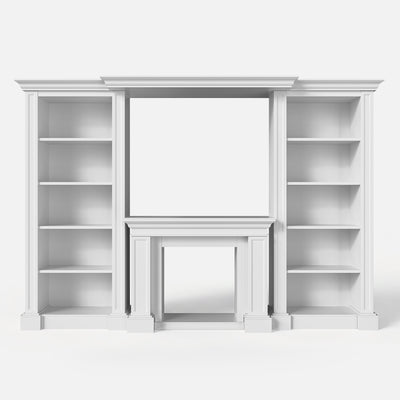 Traditional Entertainment Center with Open Shelves-White