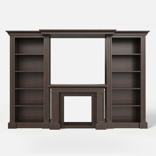 Traditional Entertainment Center with Open Shelves-Brown