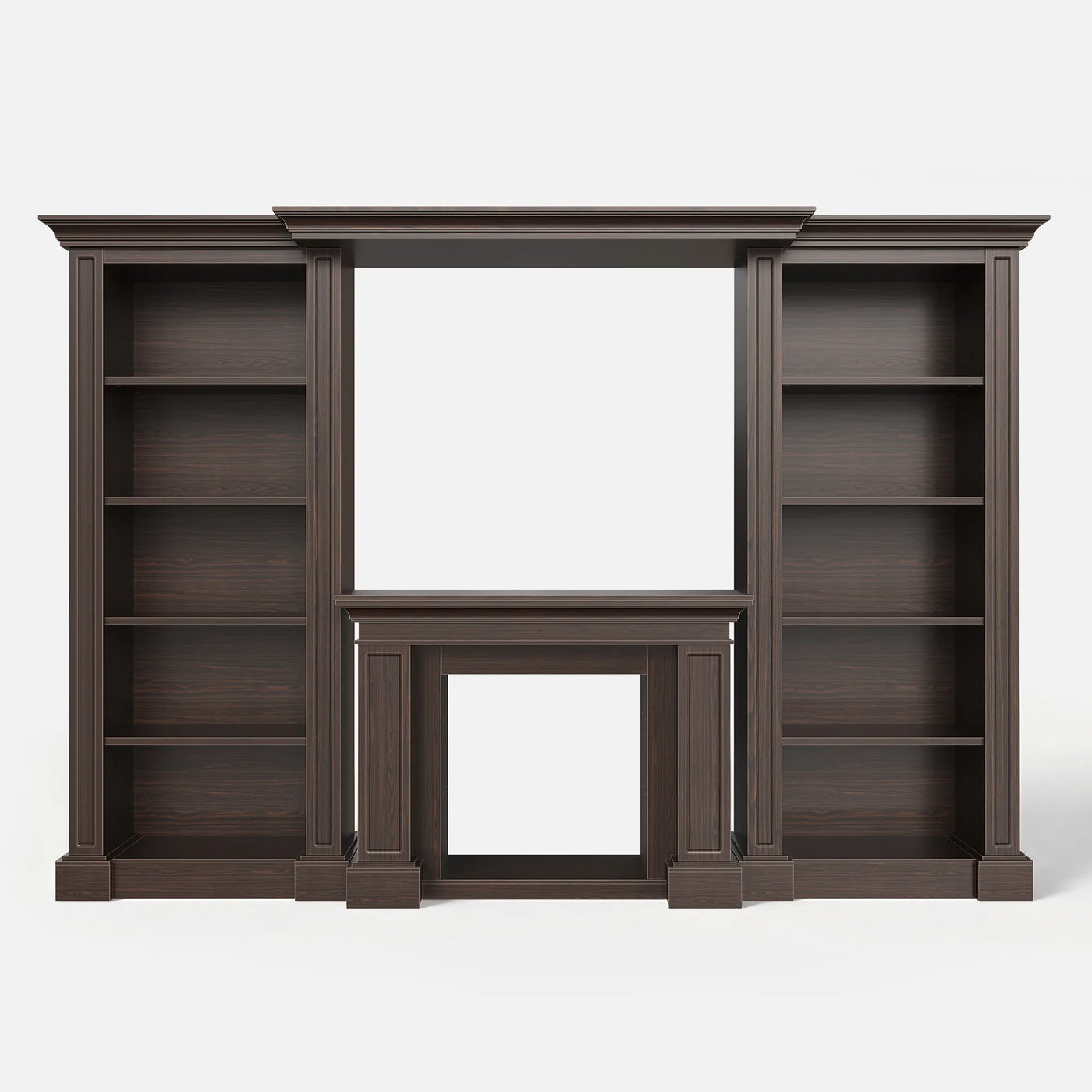 Traditional Entertainment Center with Open Shelves-Brown