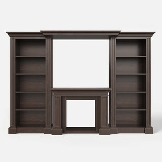 Traditional Entertainment Center with Open Shelves-Brown