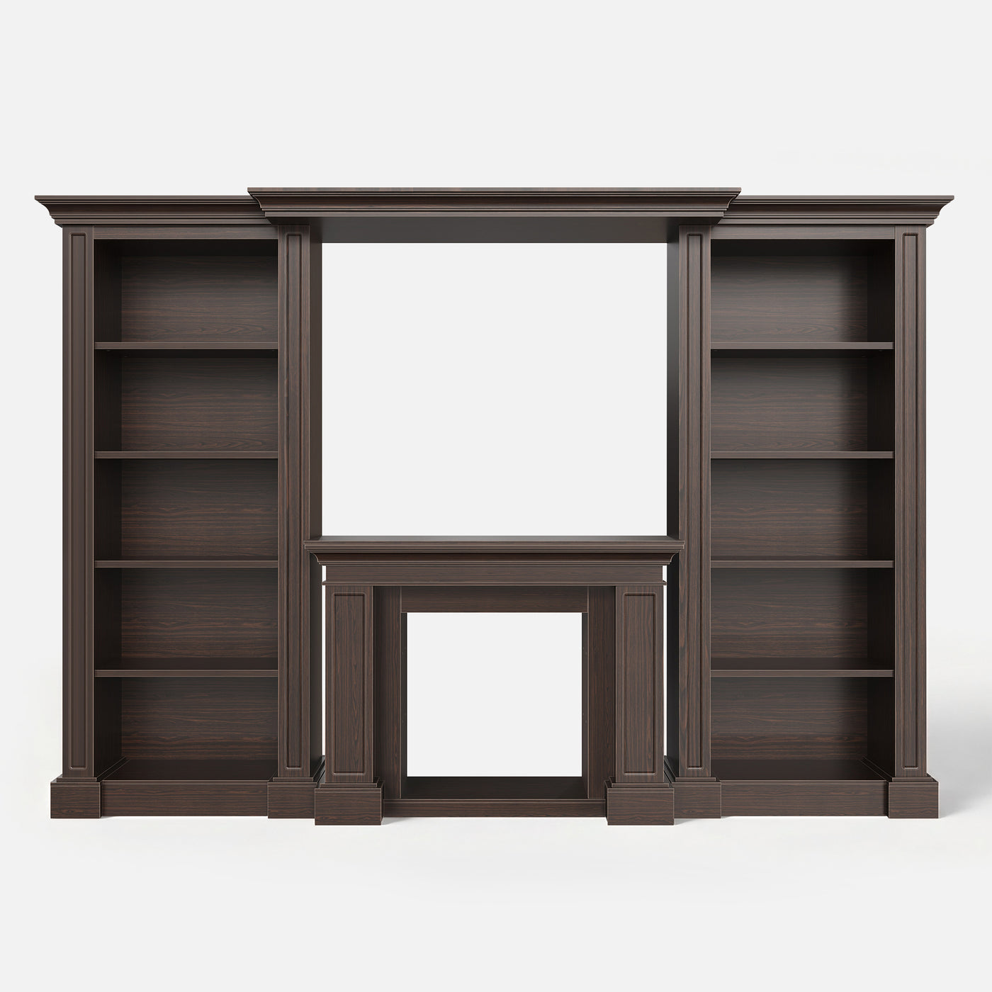 Traditional Entertainment Center with Open Shelves-Brown