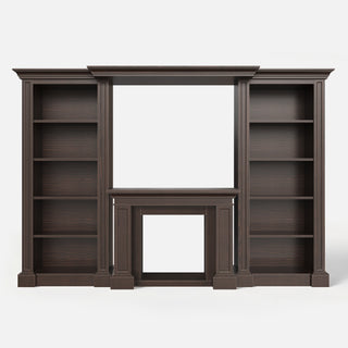 Traditional Entertainment Center with Open Shelves-Brown