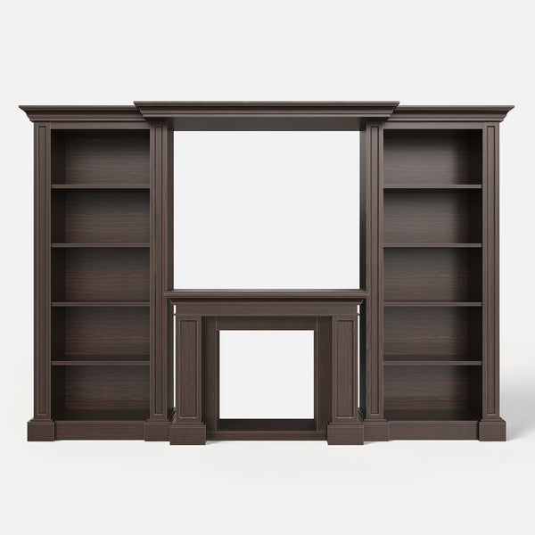 Traditional Entertainment Center with Open Shelves-Brown