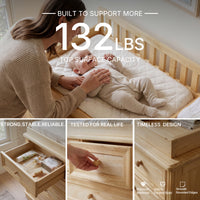Solid Wood Changing Table with Drawers and Round Knob Handles