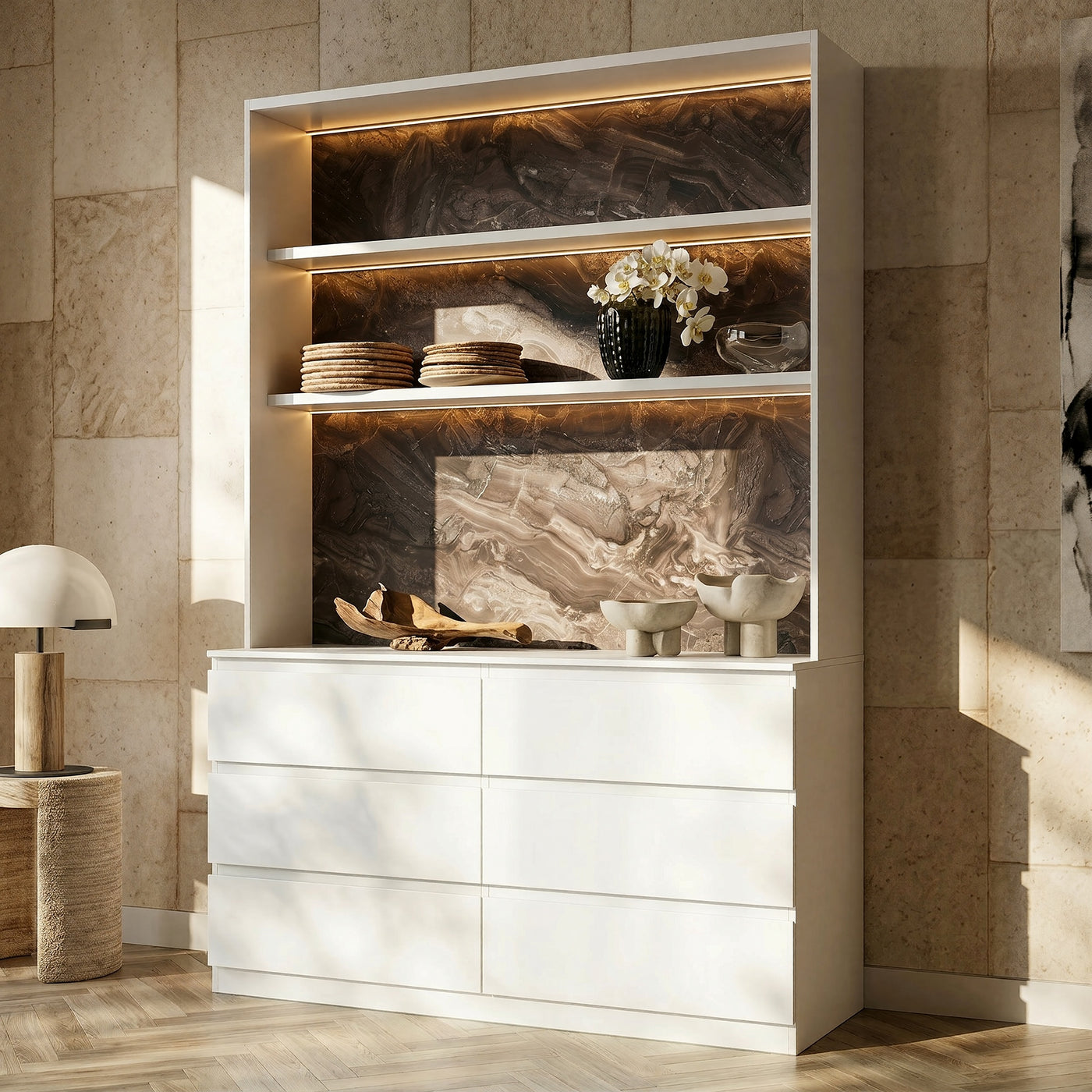 Pantry Cabinet with Built-In Power Outlet