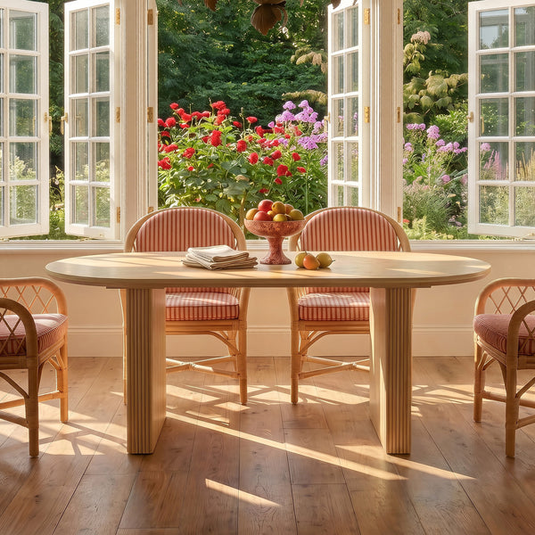 Solid Wood Sculpted Base Dining Table