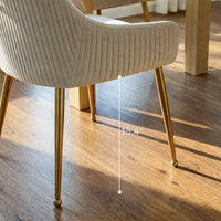 Upholstered Dining Chair with Velvet Fabric and Metal Legs Set of 2