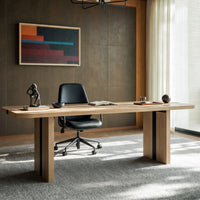 Rounded Edge Wood Grain Desk with Metal Frame