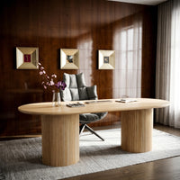 Solid Wood Round Pedestal Office Desk