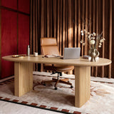 Solid Wood Sculpted Base Office Desk