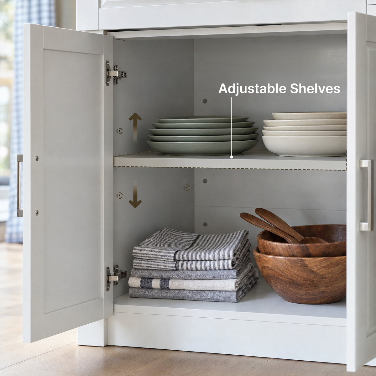 Modern Double-Sided Kitchen Island with Storage and Seating Space-White