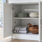 Modern Double-Sided Kitchen Island with Storage and Seating Space-White