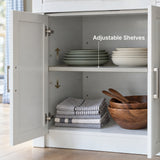 Modern Double-Sided Kitchen Island with Storage and Seating Space-White