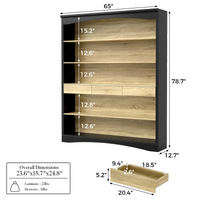 Bookcase and Display Cabinet with 5 Shelves and 3 Drawers